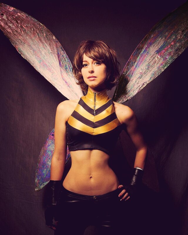 woman in bee costume