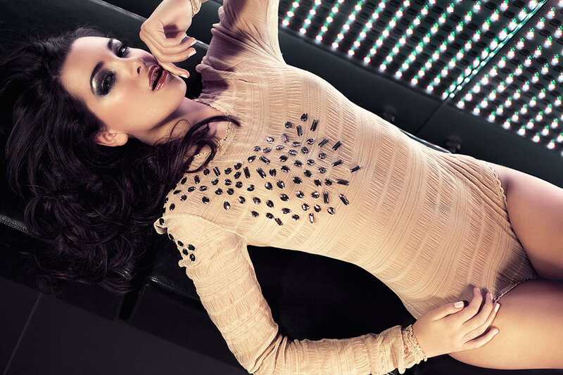 Woman in Beige Bodysuit — Dramatic