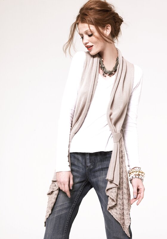 woman in beige cardigan