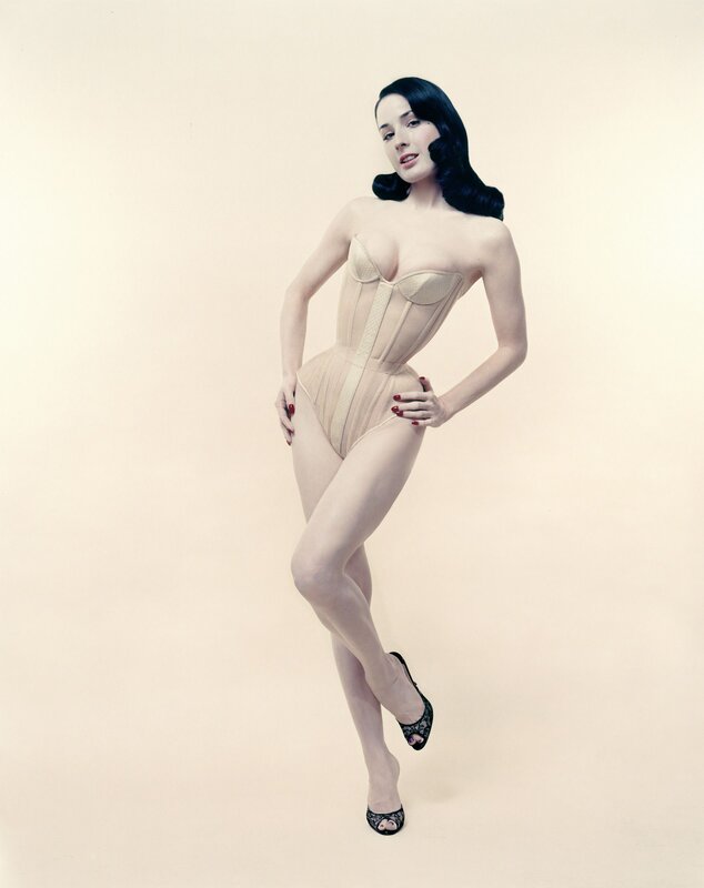 woman in beige corset