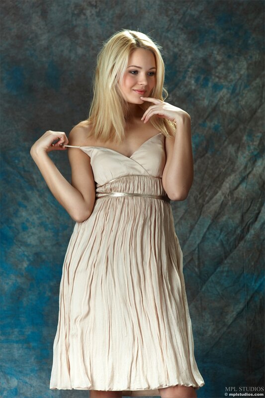 Woman in beige dress