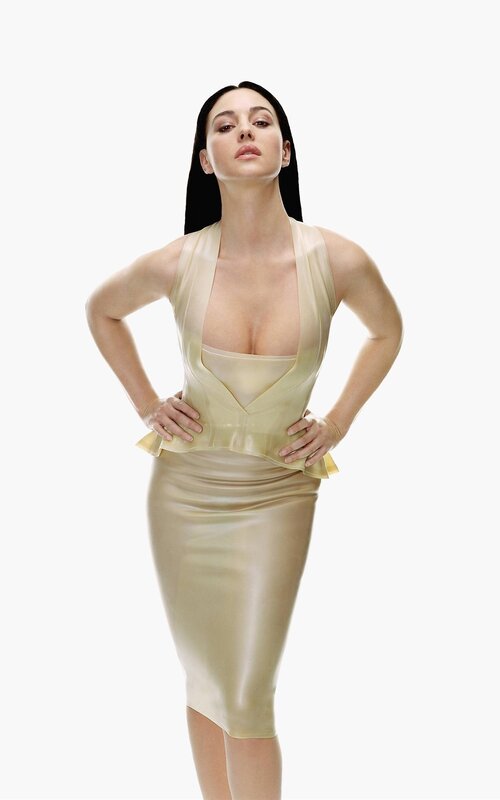 woman in beige dress