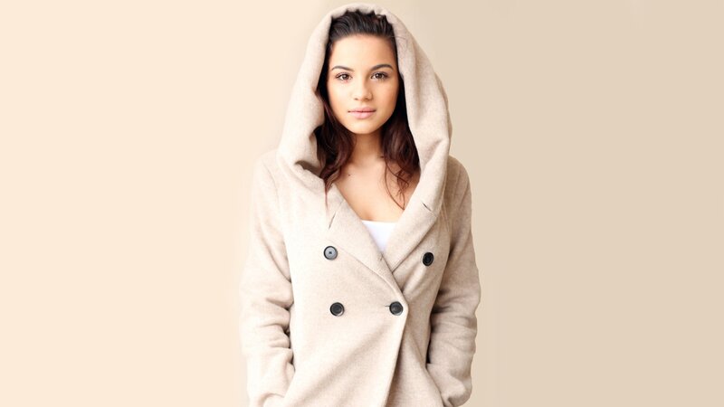 woman in beige hooded coat