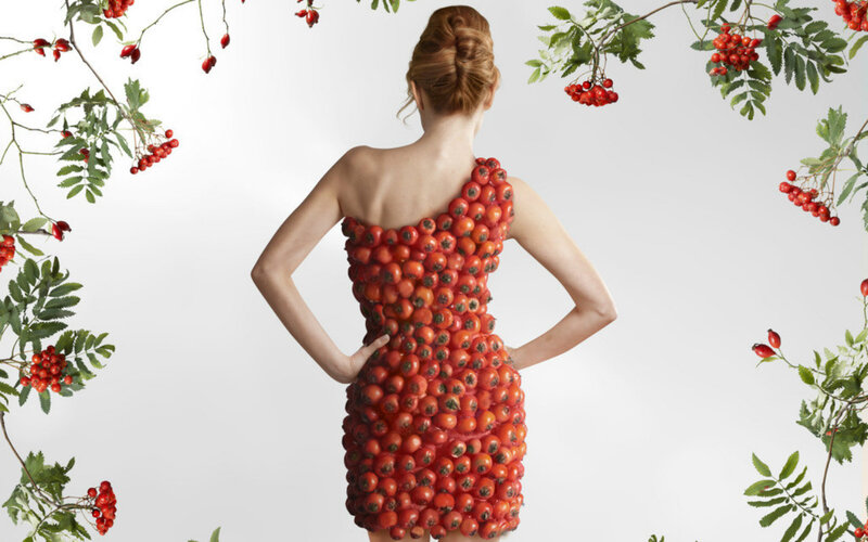 Woman in Berry Dress