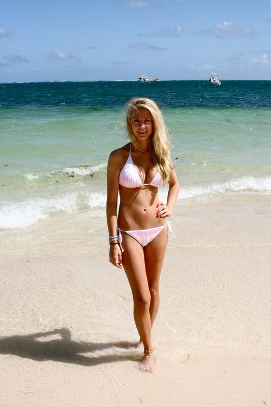 Woman in bikini at beach