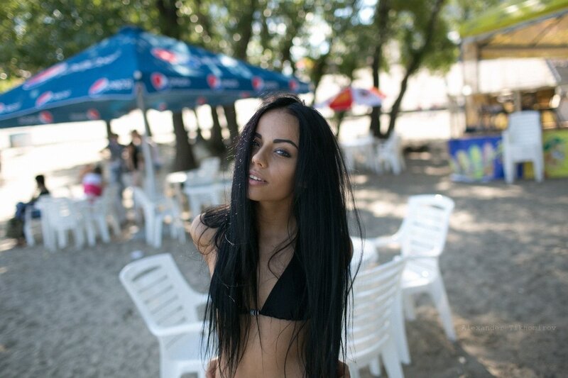 Woman in bikini at beach