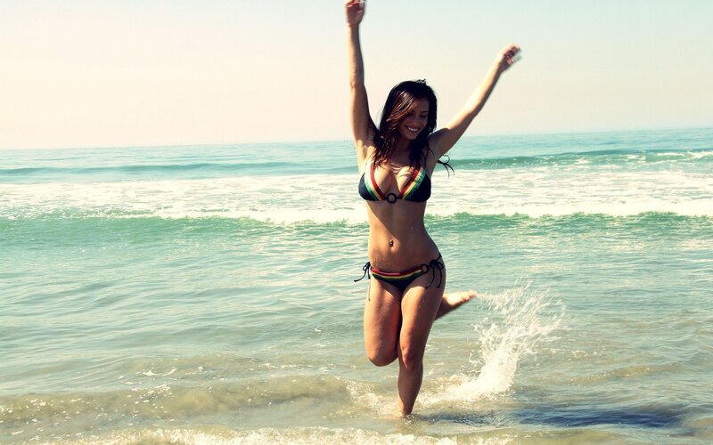 Woman in bikini at beach