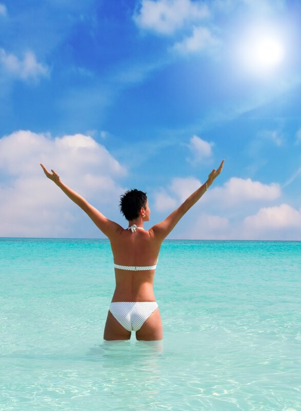 Woman in bikini at beach