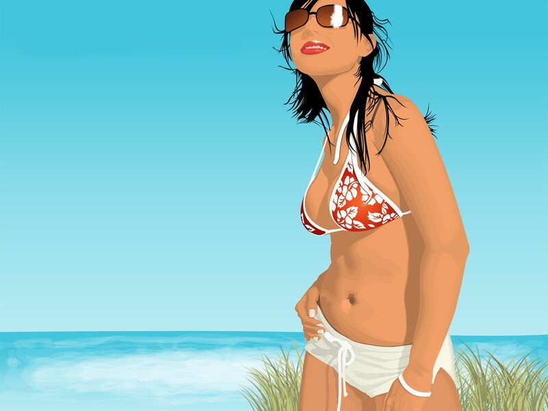 Woman in bikini at beach