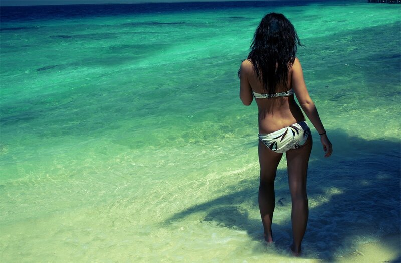 Woman in bikini at beach