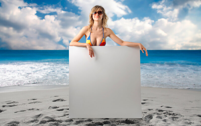 Woman in bikini at beach