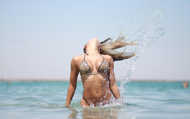 woman in bikini at beach