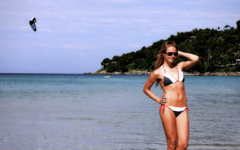 Woman in bikini at beach