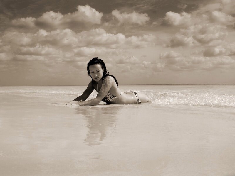 Woman in bikini at beach