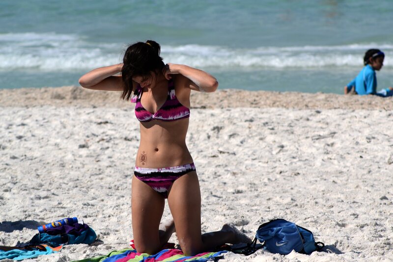 Woman in bikini at beach