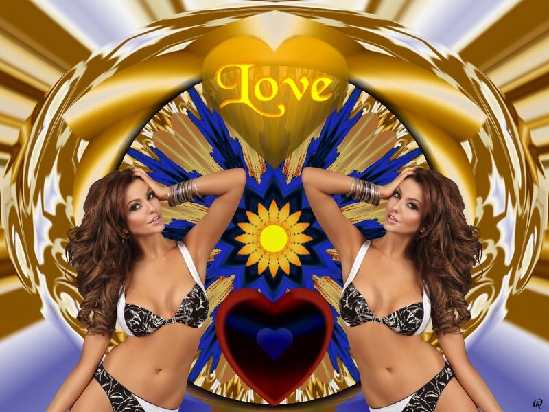 Woman in Bikini — Blue, Dramatic, Digital Art, Heart