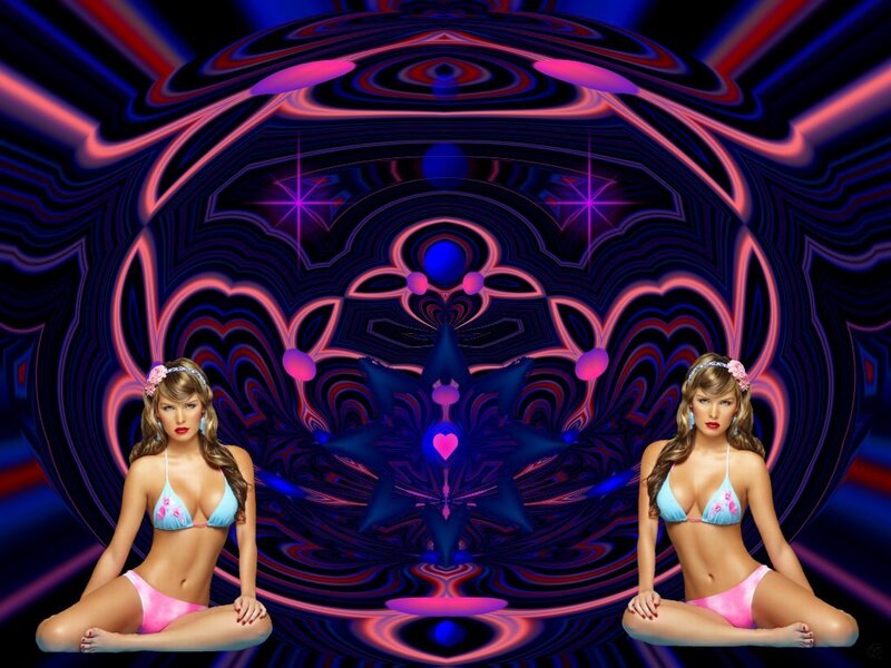 Woman in Bikini — Blue, Hypnotic, Digital Art