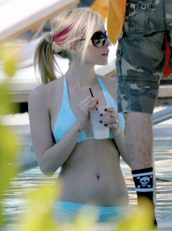 Woman in Bikini — Blue, Relaxed, Afternoon, Photograph, Sunglasses, Drink
