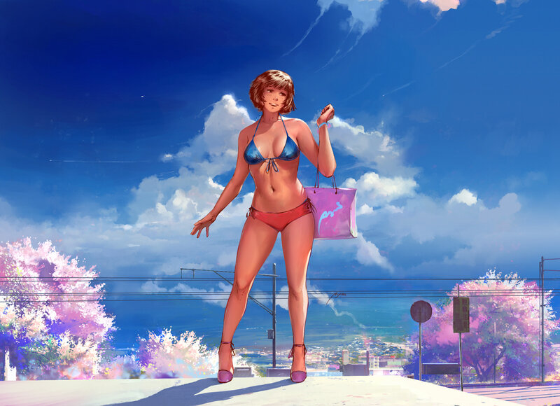 Woman in Bikini — Blue, Serene, Spring