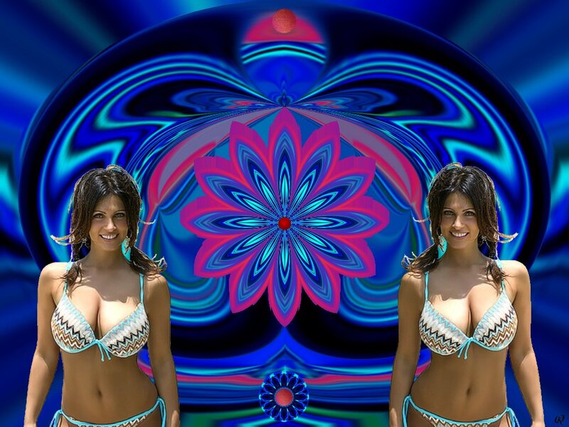 Woman in Bikini — Blue, Vibrant, Afternoon