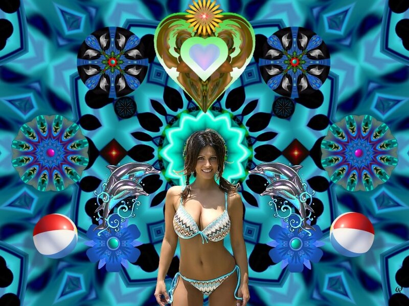 Woman in Bikini — Blue, Vibrant, Summer