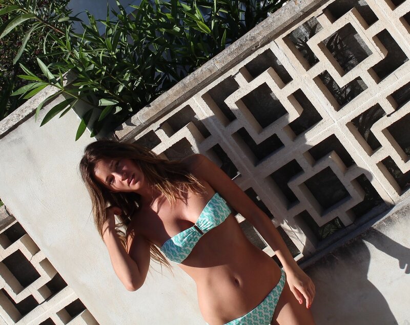 Woman in Bikini — Green, Relaxed, Afternoon, Photograph, Wall