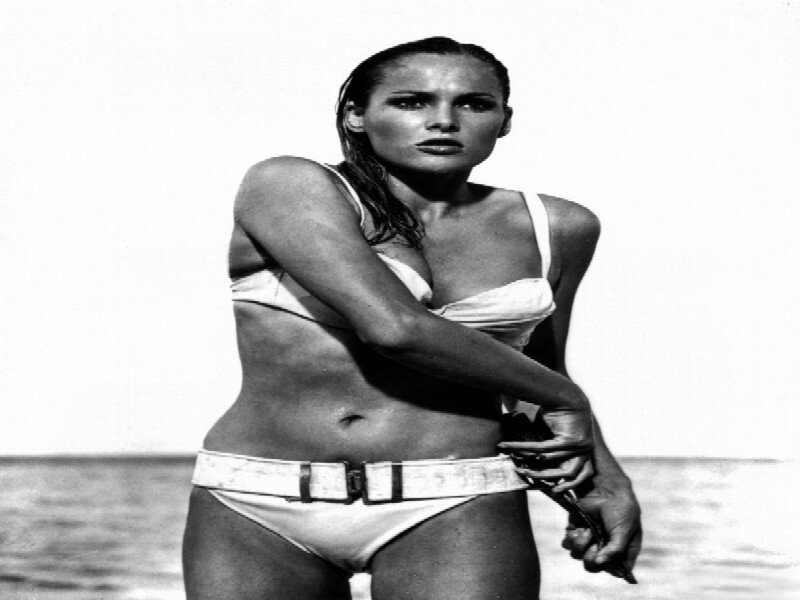 Woman in Bikini Holding Gun — Black