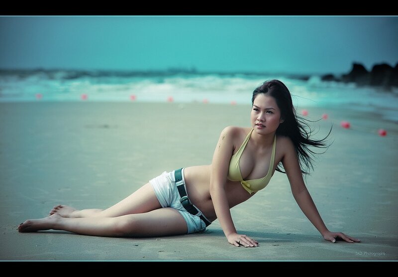 Woman in bikini on beach