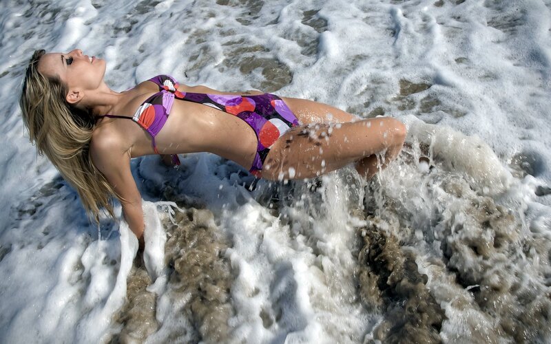 Woman in bikini on beach