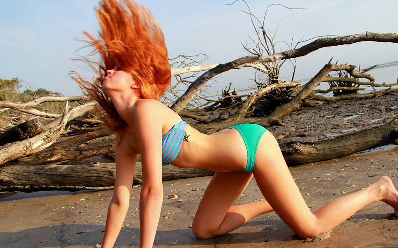 woman in bikini on beach