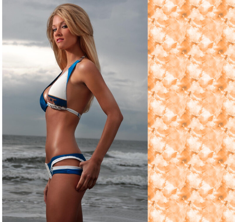 Woman in Bikini on Beach — Blue, Dramatic, Afternoon