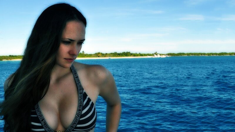 woman in bikini on boat