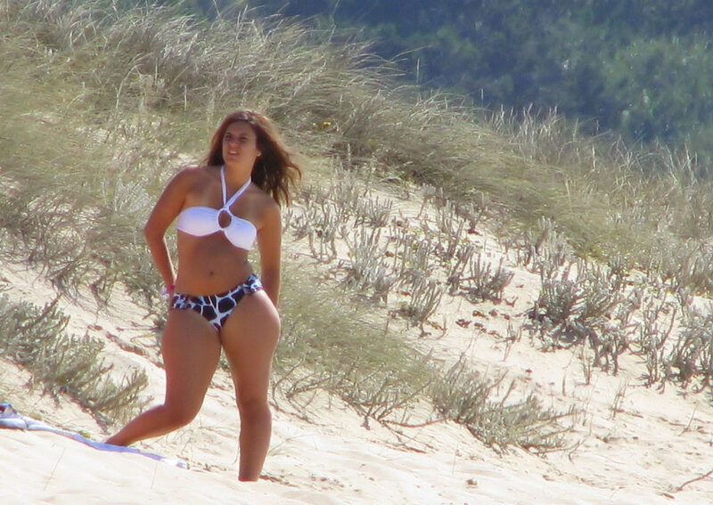 Woman in Bikini on Dune — White