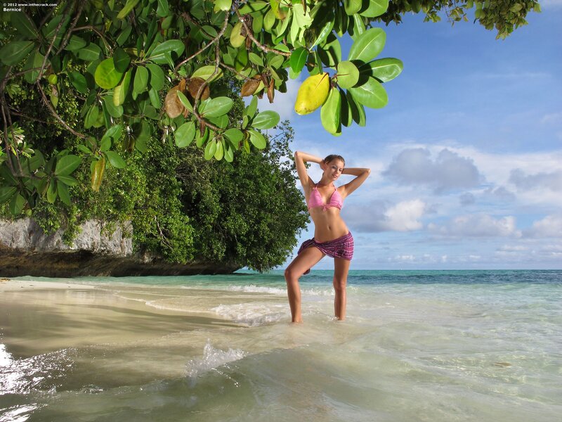 Woman in bikini on tropical beach
