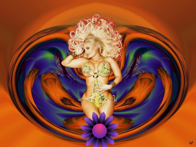 Woman in Bikini — Orange, Vibrant