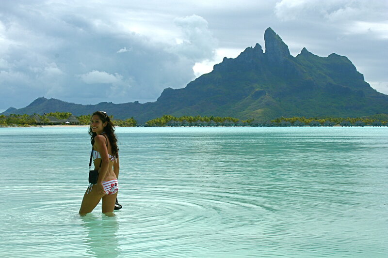 Woman in Bikini Standing — Blue, Serene