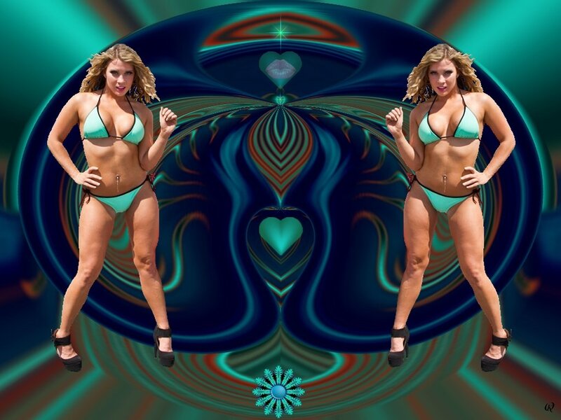 Woman in Bikini — Teal, Dramatic