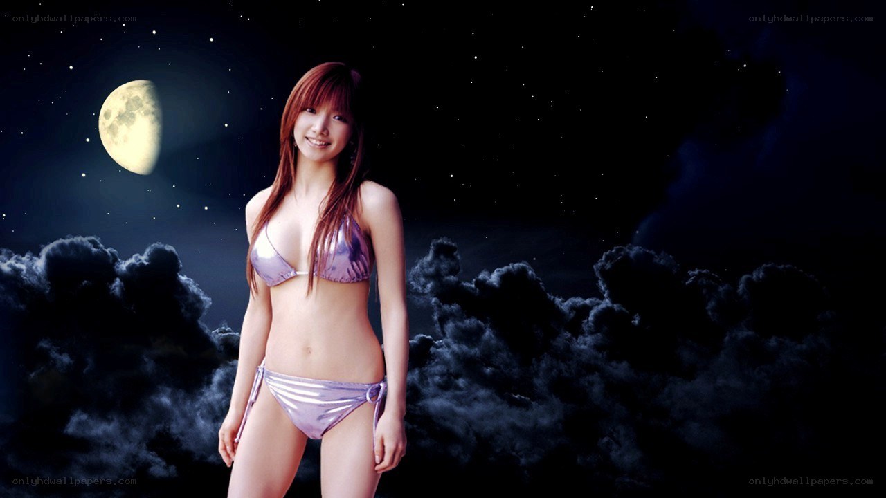 woman in bikini under moon