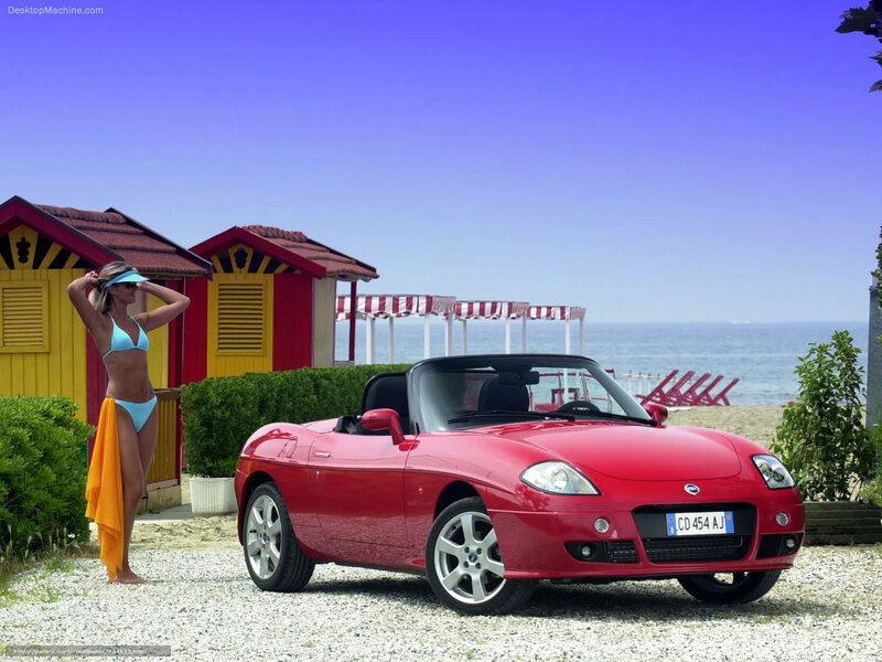 Woman in Bikini with Car — Red, Relaxed