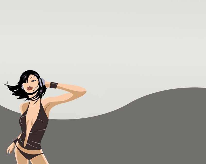 woman in bikini with headphones