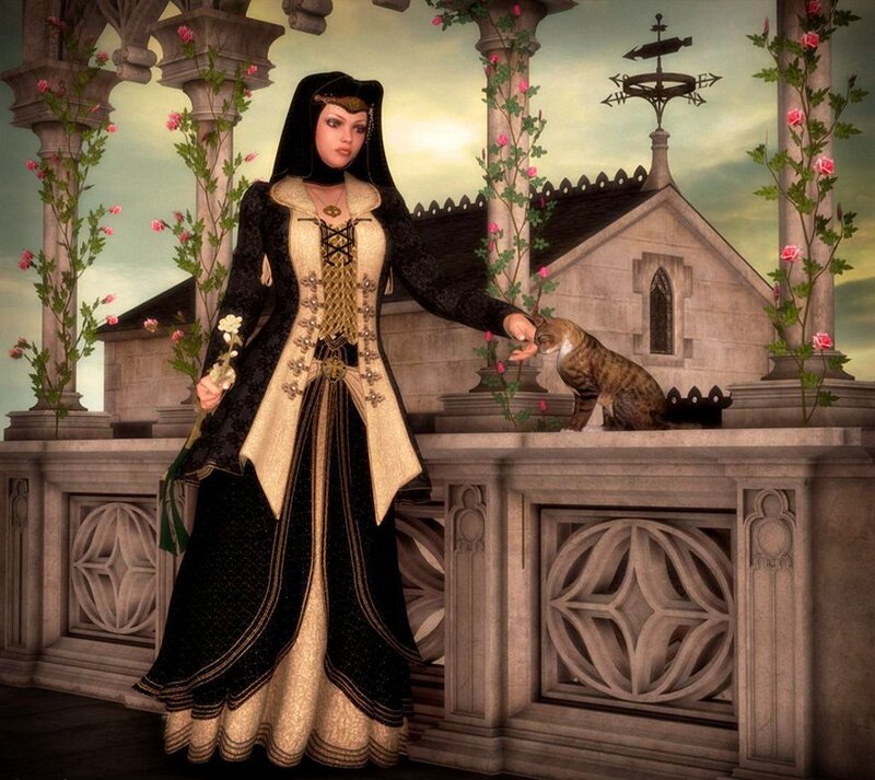 Woman in Black and Gold Dress — Serene