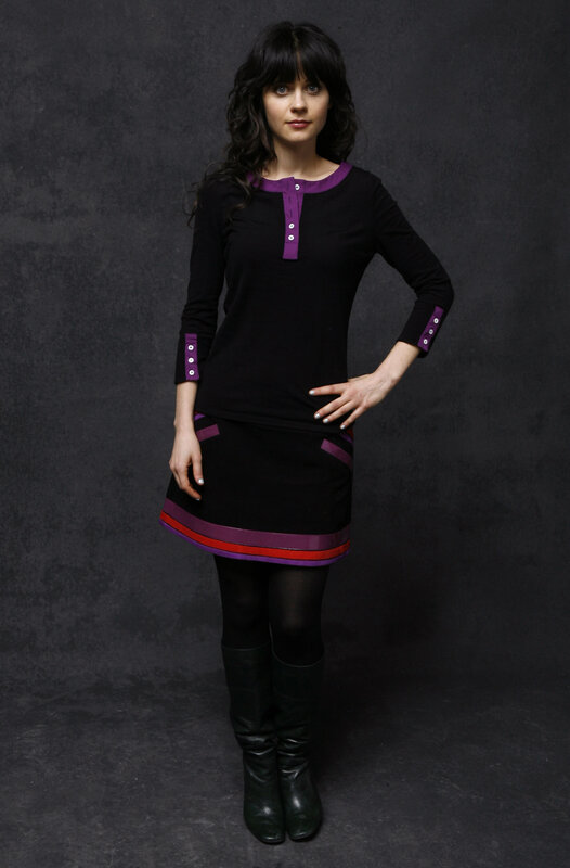 woman in black and purple dress