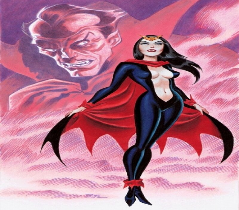 Woman in Black and Red Suit — Dramatic