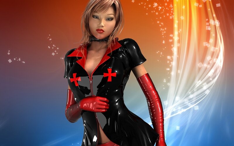 Woman in Black and Red Suit