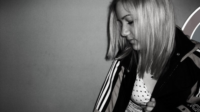 woman in black and white