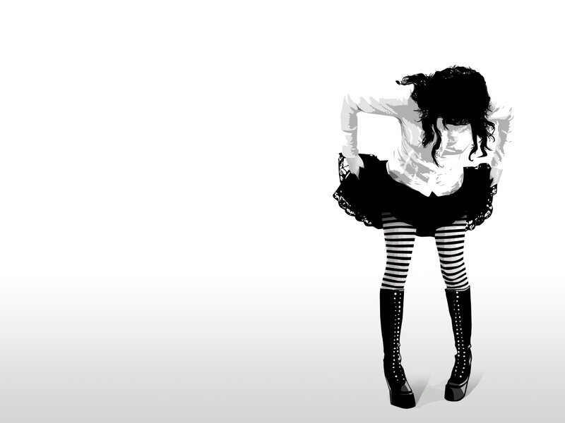 woman in black and white art