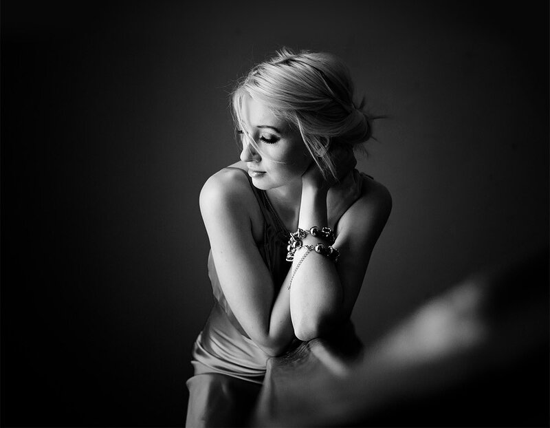 Woman in Black and White — Dramatic, Photograph, Braces