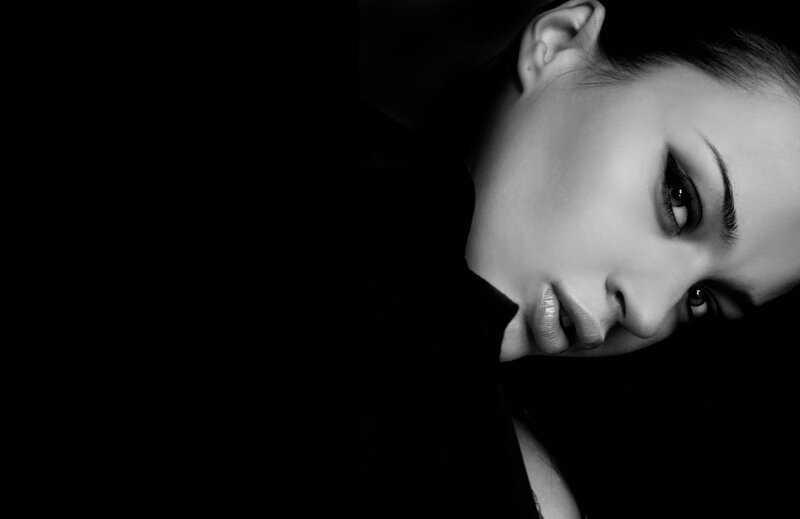 Woman in Black and White — Dramatic, Photograph, Face, Eyes, Makeup