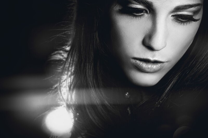 Woman in Black and White — Dramatic, Photograph, Hair, Eyes, Makeup