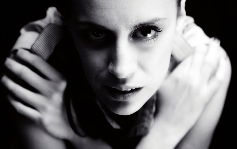 Woman in Black and White — Dramatic, Photograph, Hands, Shirt